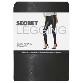 Secret Leatherette Leggings - Black/Grey - Small