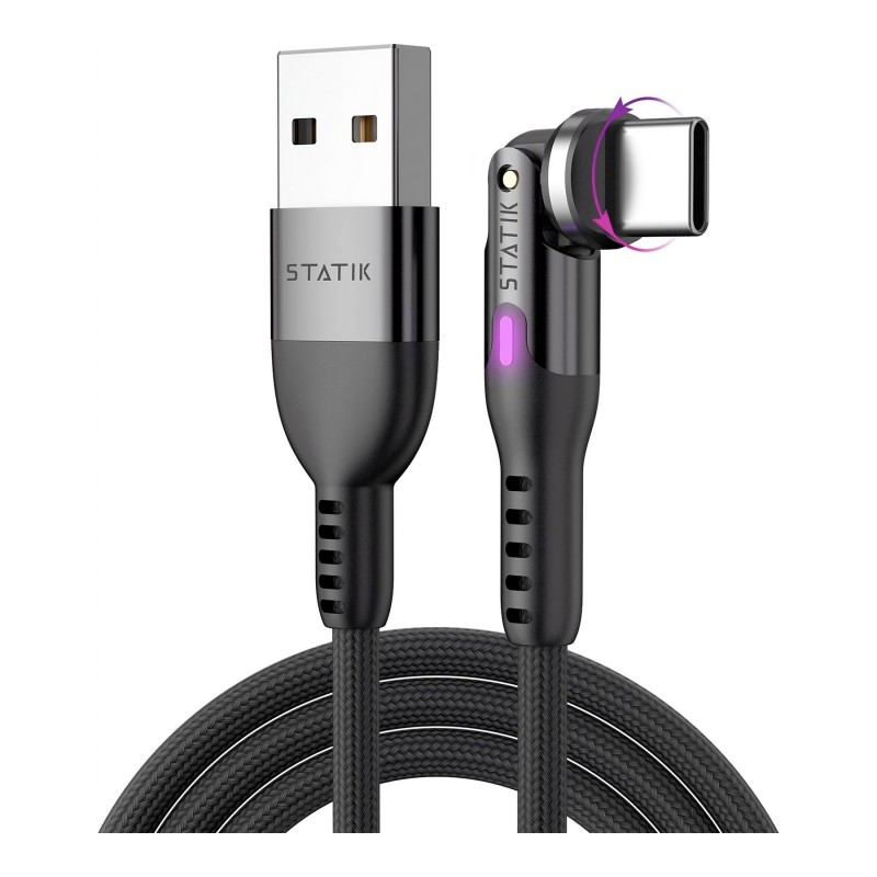 Statik PowerPivot Pro USB-A to USB-C Cable - Black - 1m