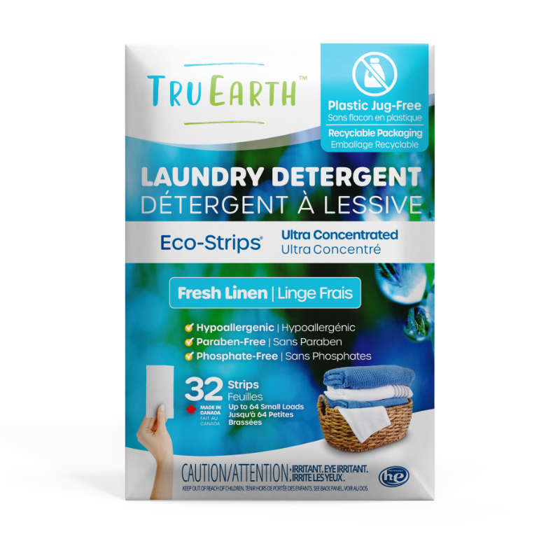 Tru Earth Laundry Detergent Ultra Concentrated Eco-Strips - Fresh Linen - 32 Loads