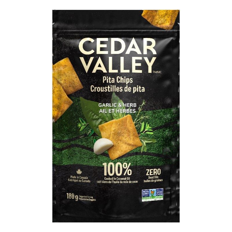 Cedar Valley Pita Chips - Garlic & Herb - 180g