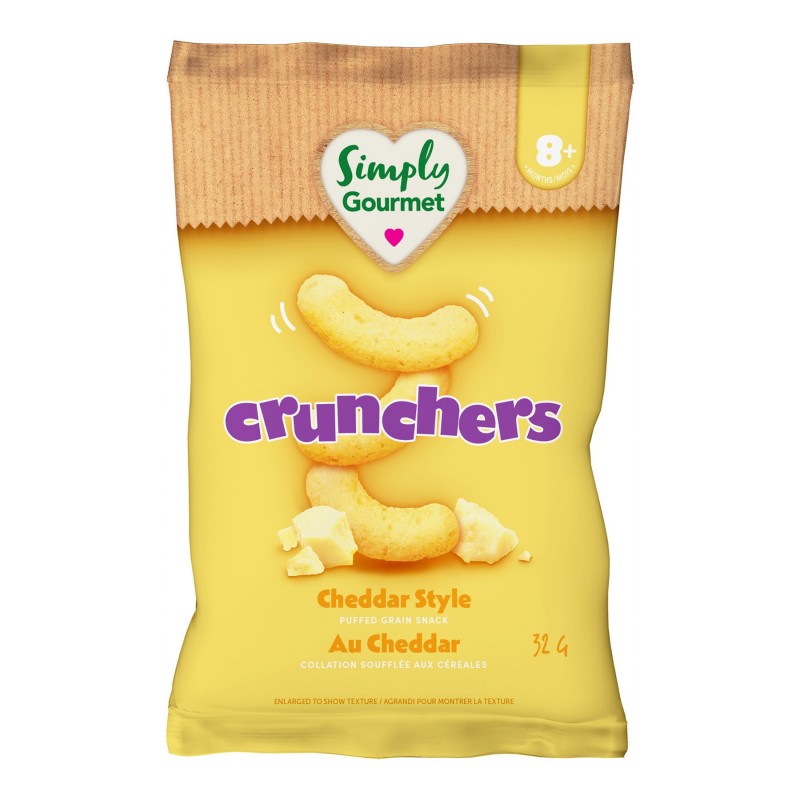 Simply Gourmet Crunchers Puffed Grain Snack - Cheddar Style - 32g