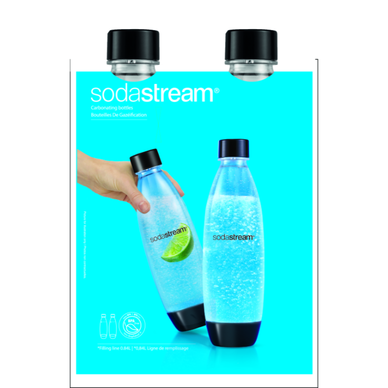 Sodastream 1L Carbonating Bottles - Black - 2 pack