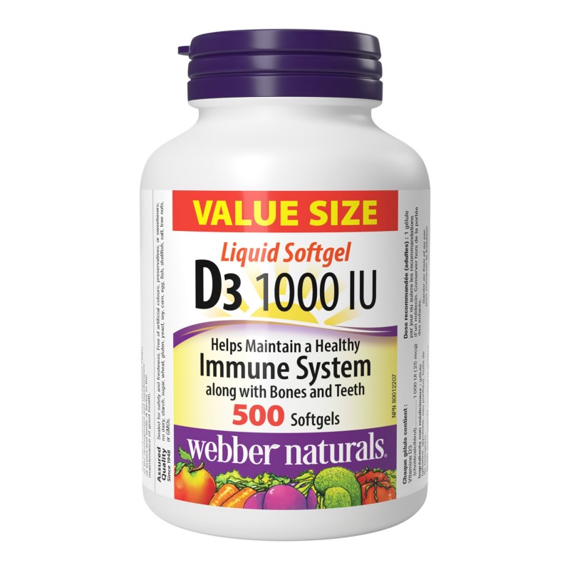 Webber Naturals Vitamin D3 Softgels - 1000 IU - 500's