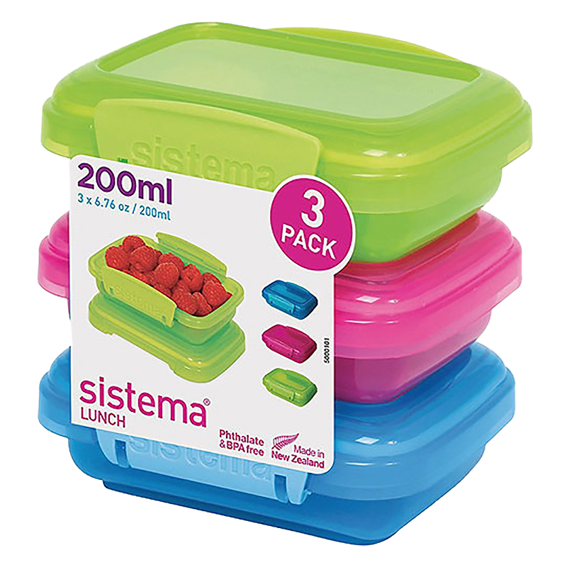 Sistema Lunch Box Containers - 3pk/200ml