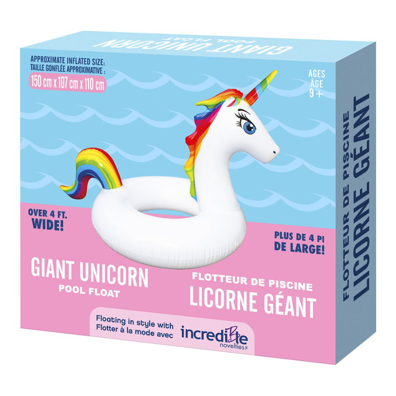 Incredible Novelties Giant Unicorn Pool Float - White