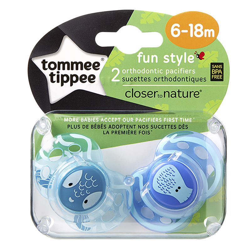 Tommee Tippee Closer to Nature Fun Style Pacifier - 6-18 Months - 2