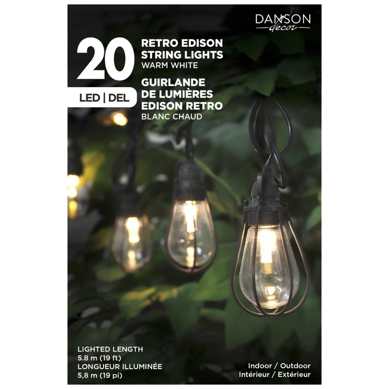 Danson Decor Retro Edison String LED Lights - Warm White - 20 Lights