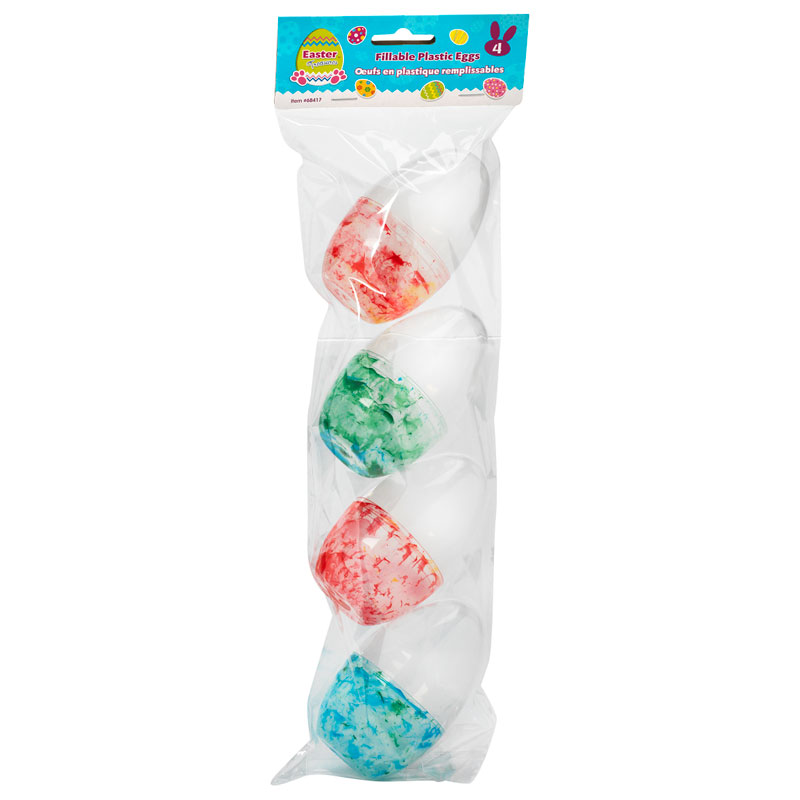 Easter Fillable Plastic Eggs with Marble Base - 4 pack