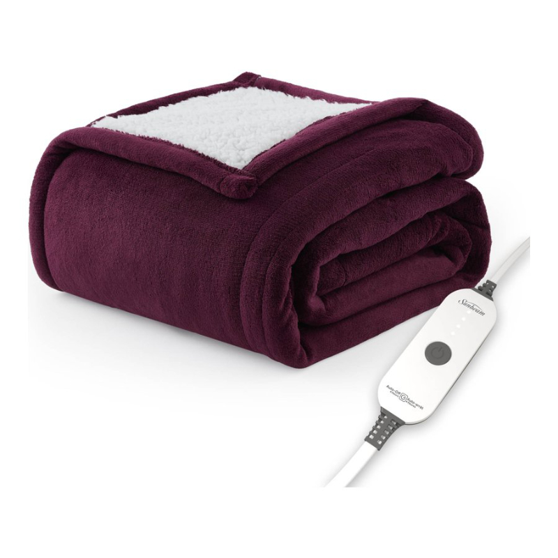 Sunbeam Heated Throw Heating Blanket - Windsor Wine - 50 x 60 in