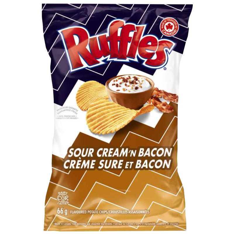 Ruffles Potato Chips - Sour Cream 'N Bacon - 66g