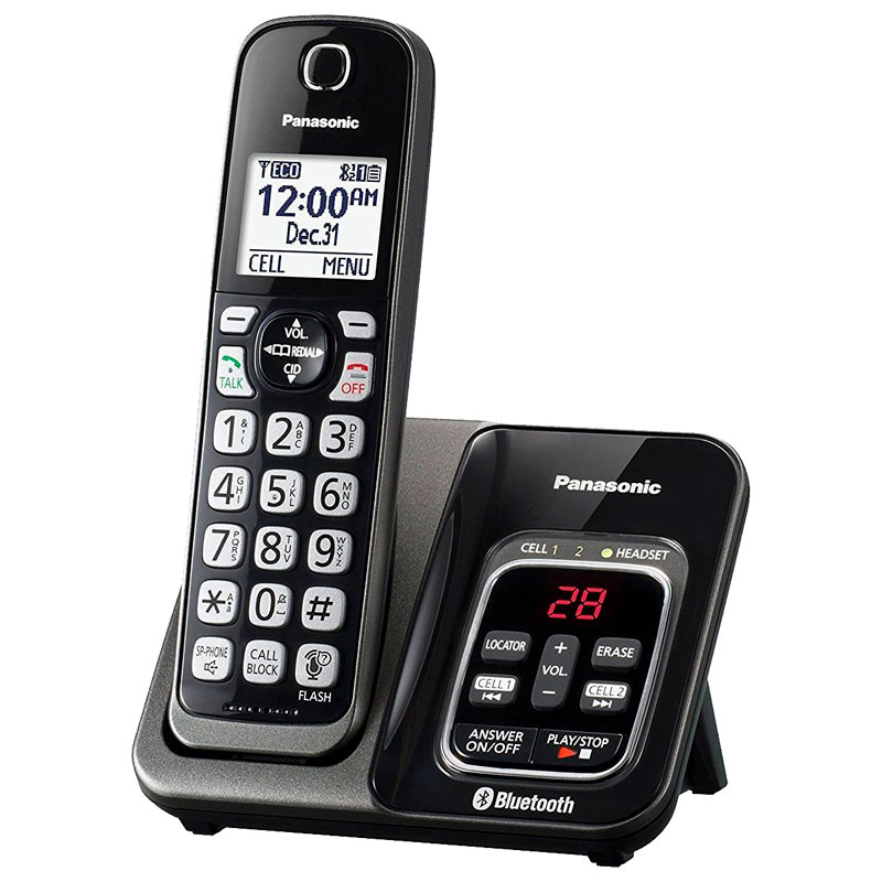 Panasonic Link2Cell Bluetooth Cordless Phone - Black - Factory