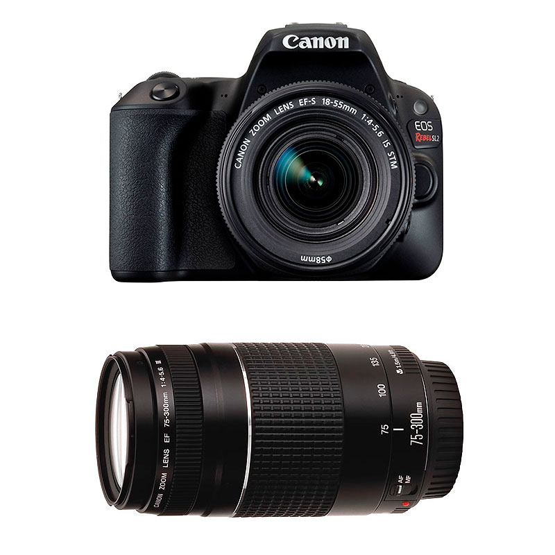 Canon EOS Rebel SL2 with 18-55mm and 75-300mm Lens - Black - PKG #24415 | London Drugs