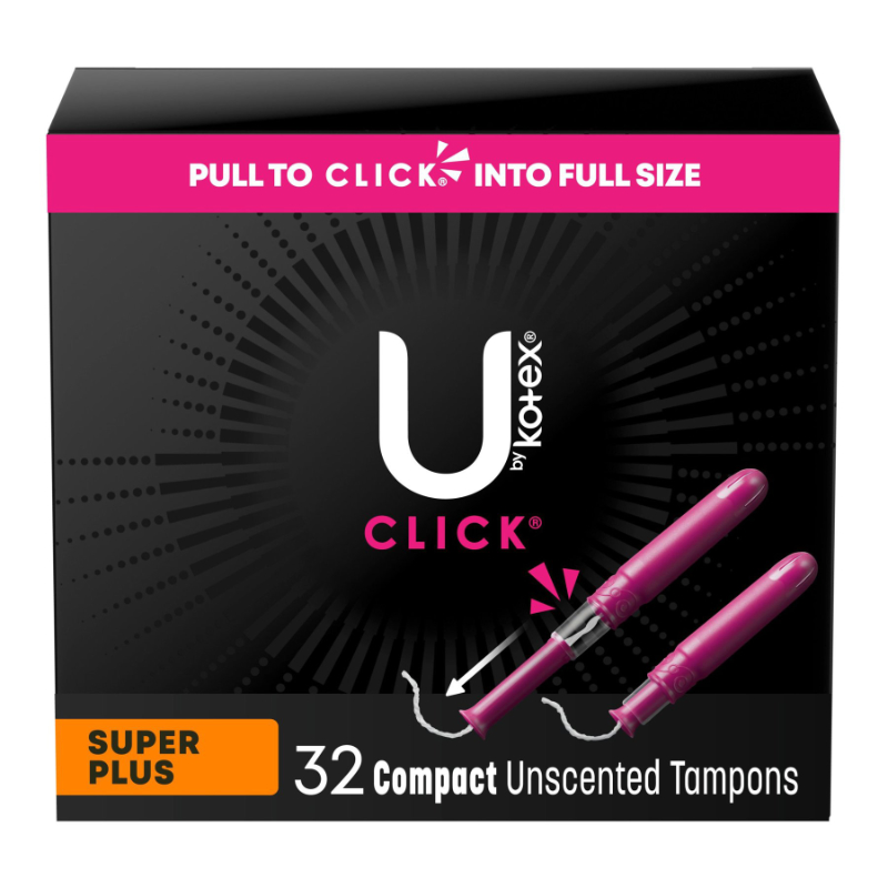 U by Kotex Click Compact Tampons - Super Plus - Unscented - 32 Count