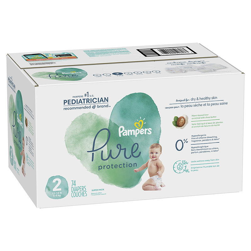 PAMPERS PURE SIZE 2 74'S