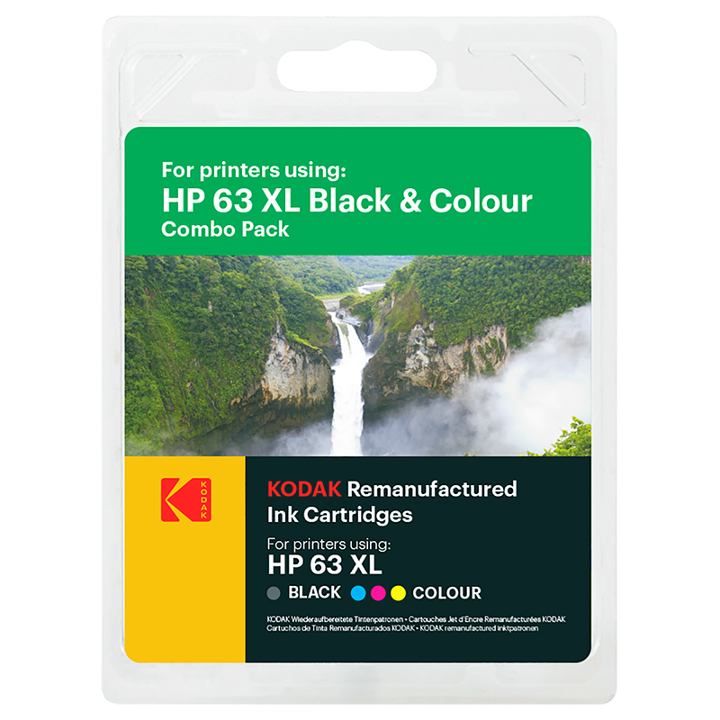 Kodak Remanufactured HP63XL Ink Cartridges - Black/Colour - 185H006317