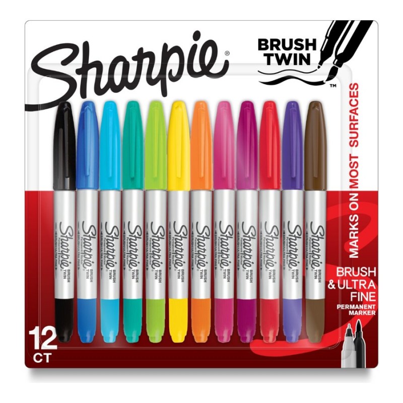 Sharpie Brush Twin Marker Set - Assorted - 12 piece