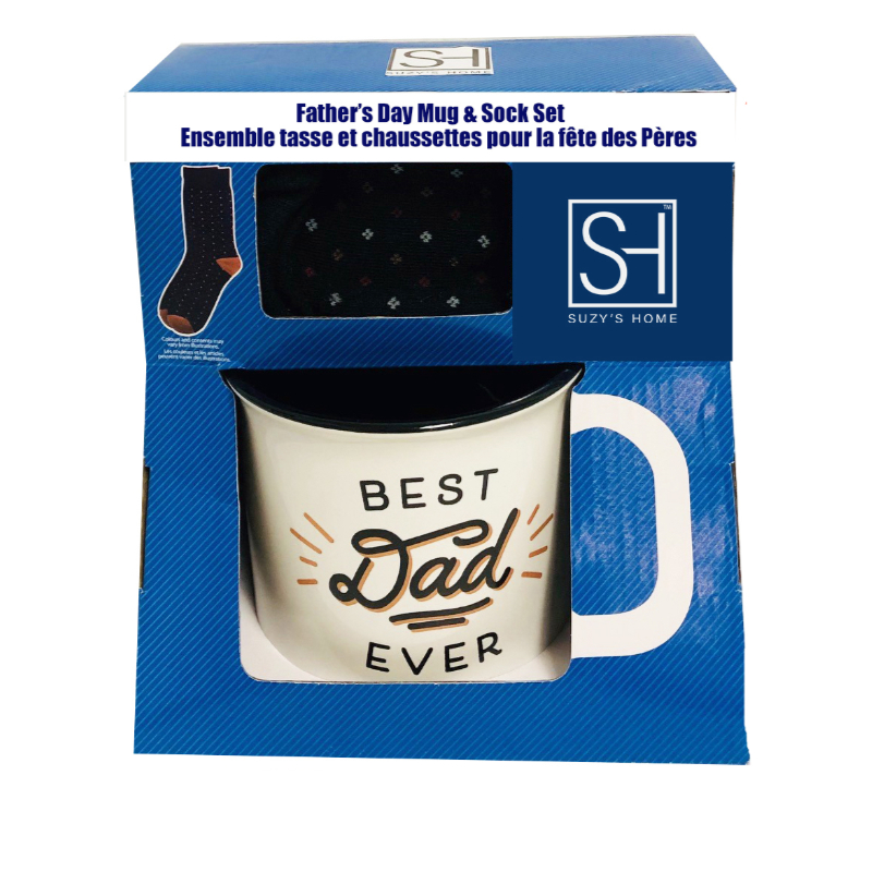 Dad Mug & Sock Father's Day Gift Set - Blue/White