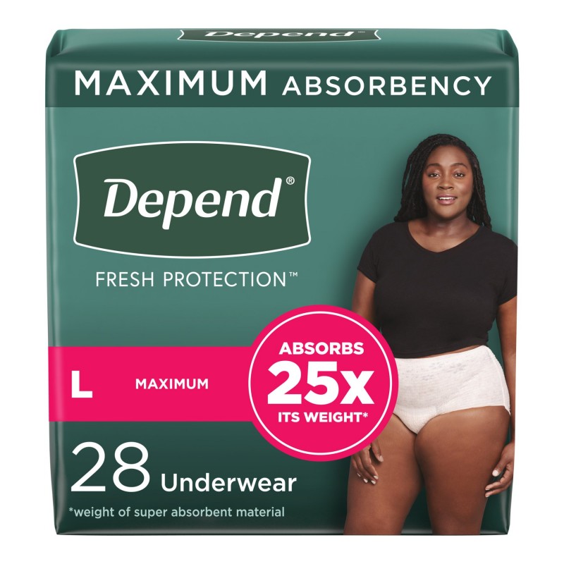Depend Fresh Protection Adult Incontinence Underwear for Women - Blush - Maximum - Large/28 Count