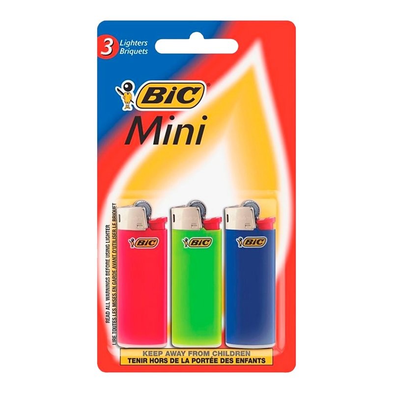 BIC Mini Pocket Lighters - Assorted Colours - 3's