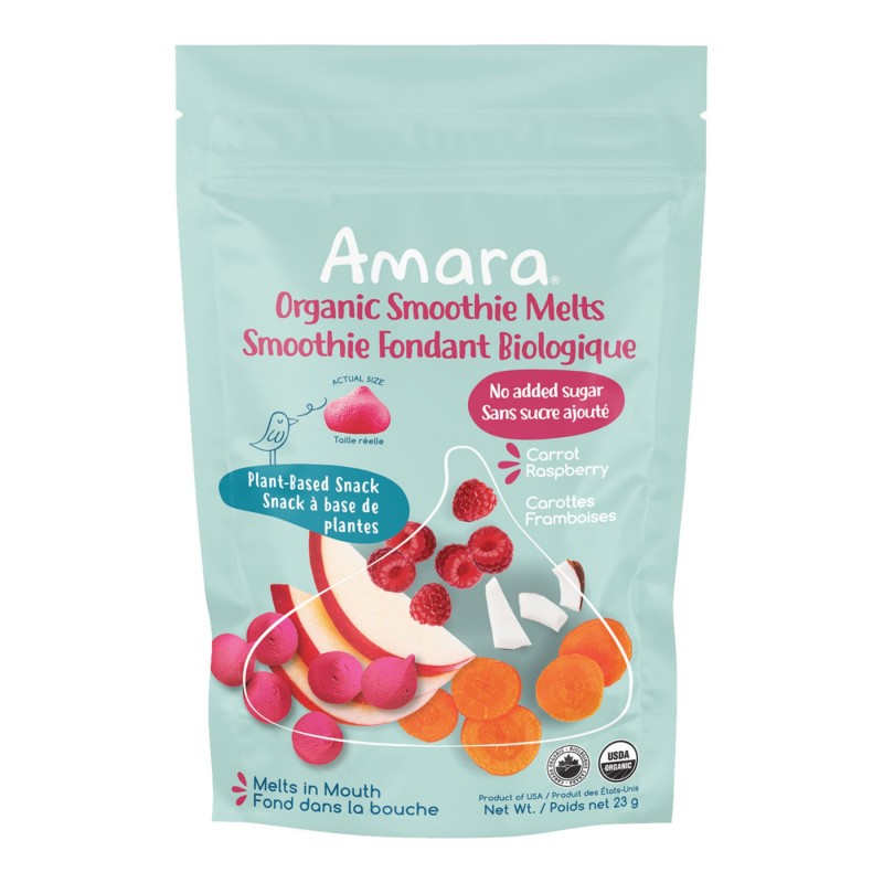 Amara Organic Smoothie Melts Snack - Carrot Raspberry - 23g