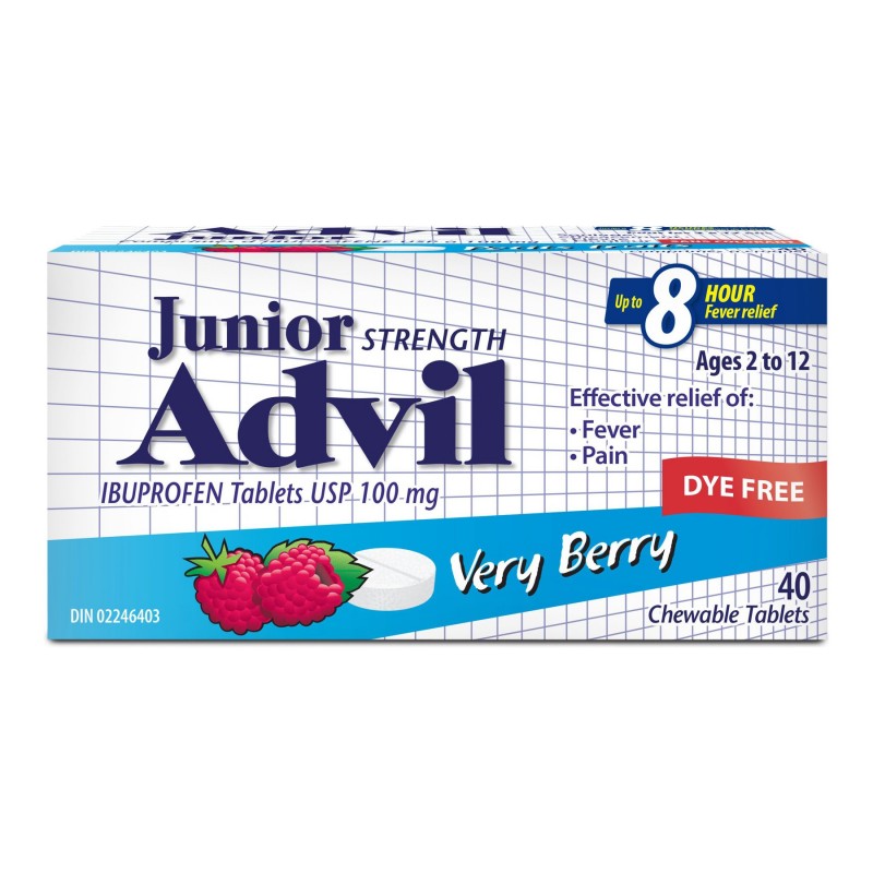 Advil Junior Strength Fever and Pain Chewable Tablets - Very Berry - 40s