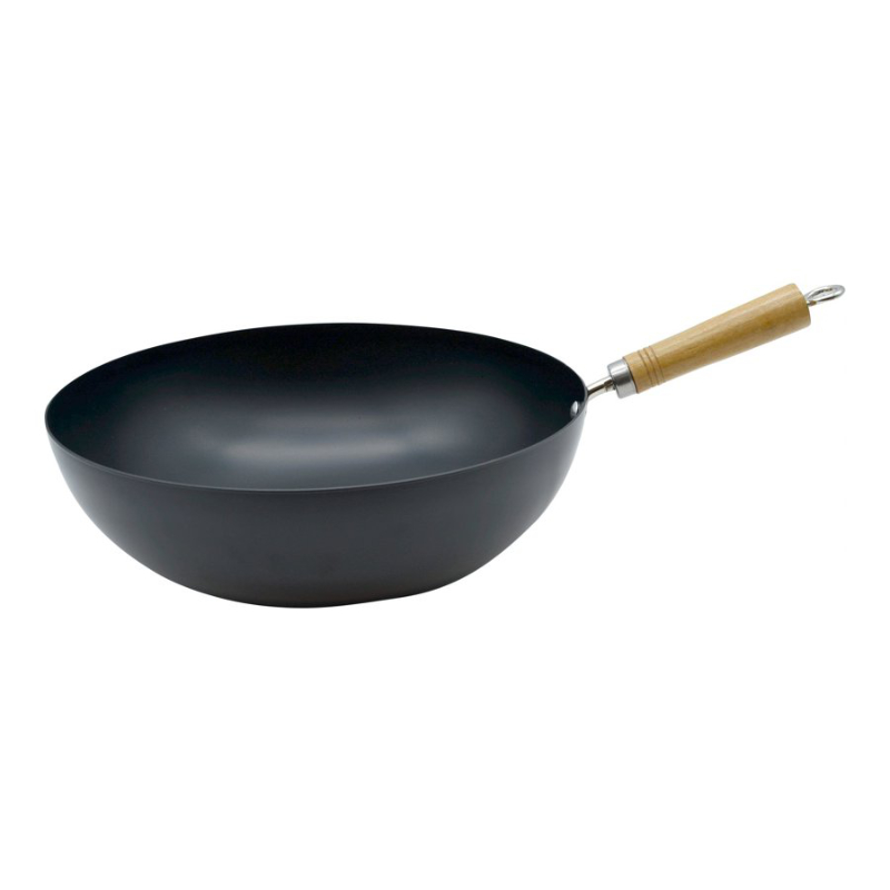 Starfrit Non-Stick Wok with Wooden Handle - 32cm(14-inch)- Durable Cast Iron