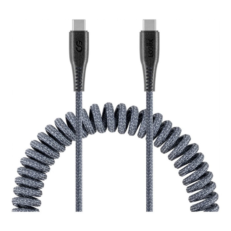 LOGiiX Piston Connect Coil USB-C to USB-C Cable - Graphite Grey - 1.8m