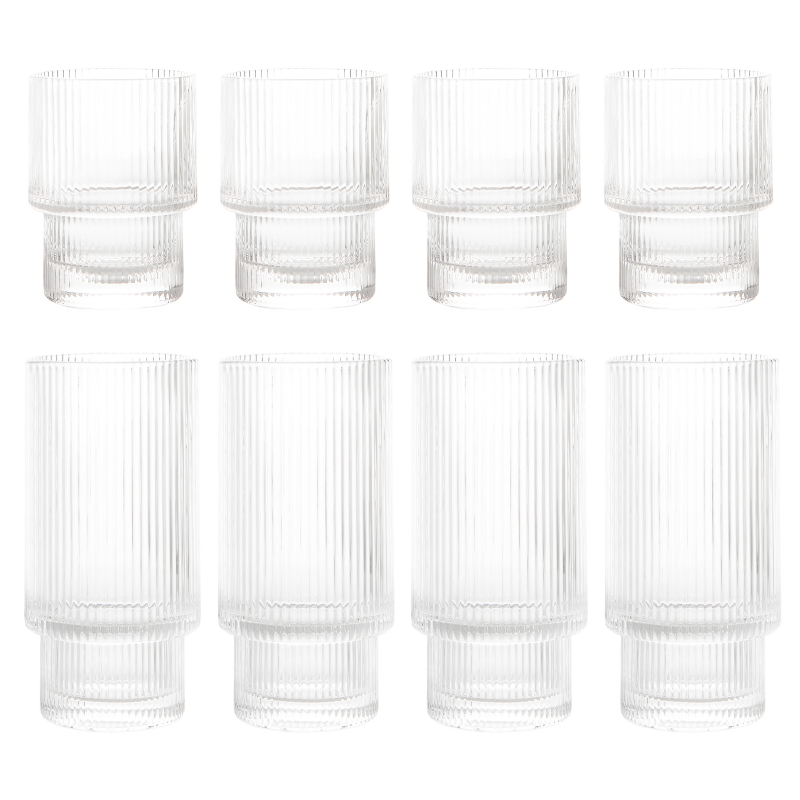 Safdie & Co. Ridge Stackable Glasses - 8 Piece - HW05084