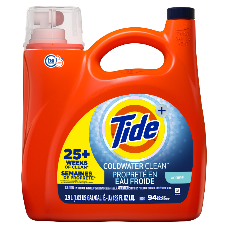 Tide 2x High Efficiency Coldwater Liquid Laundry Detergent - 3.9L / 94 loads