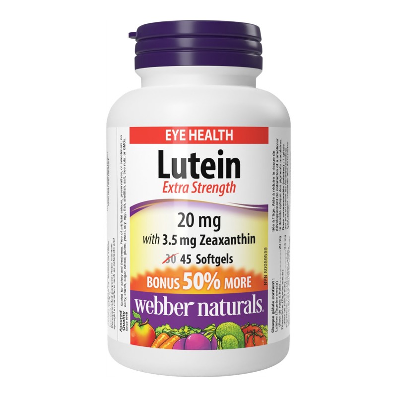 Webber Naturals Extra Strength Lutein with Zeaxanthin Softgels - 20/3.5mg - 45's