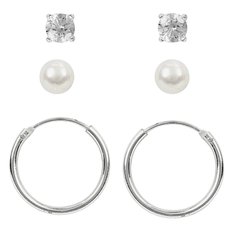 Charisma Sterling Silver Trio Earring Set