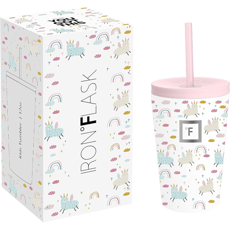 Iron Flask Kids Tumbler with Straw Lid - Lama Rainbow