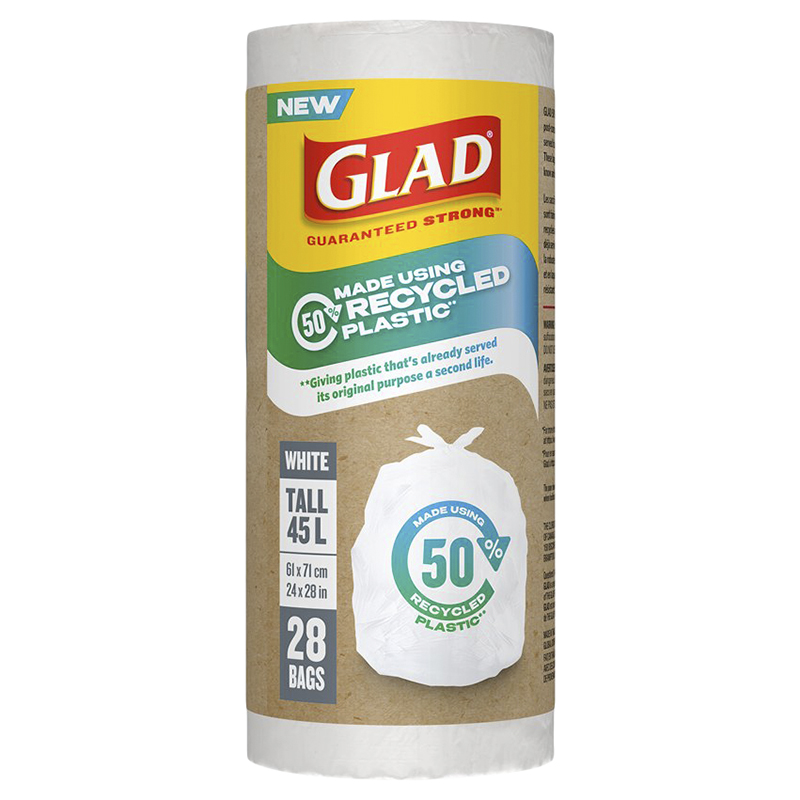 GLAD Trash Bags - Tall - White - 45L/28s