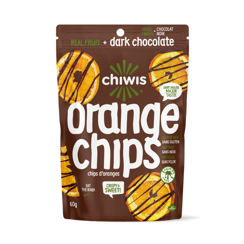 Chiwis Orange Chips - Real Fruit + Dark Chocolate - 60g