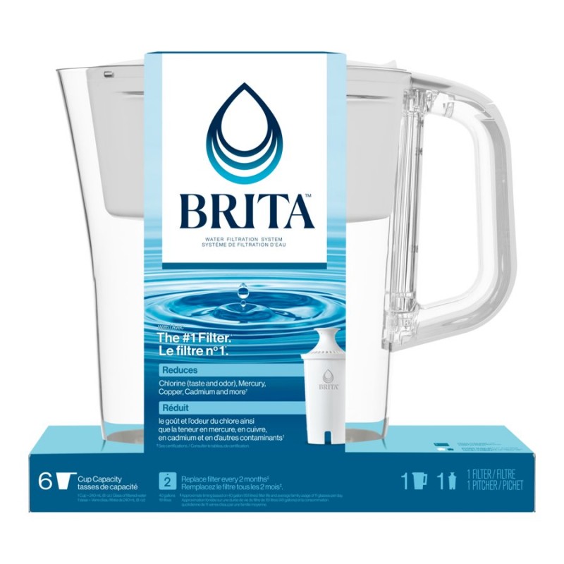 BRITA Slim Water Filter Jug - 6 Cup - White