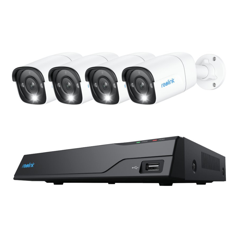 Reolink NVR with 4 Cameras Kit - White/Bullet - NVS8-12MB4