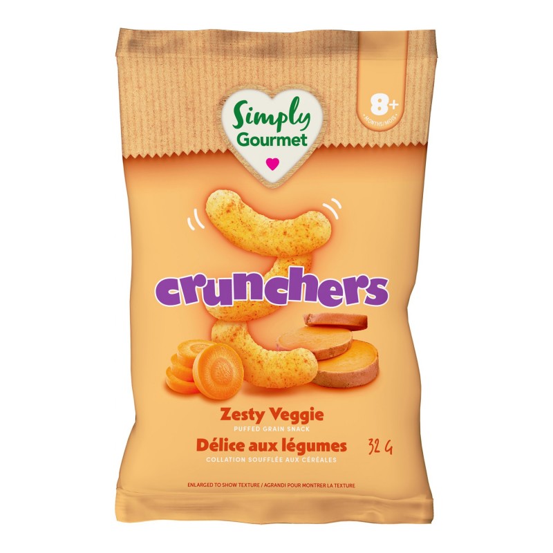 Simply Gourmet Crunchers Puffed Grain Snack - Zesty Veggie - 32g