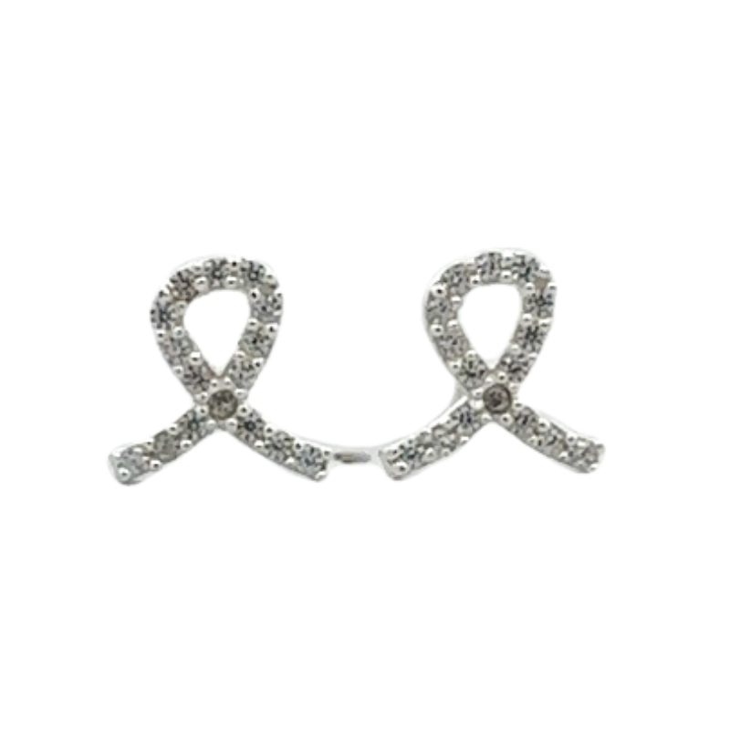 Silver Worx Paved Love Knot Ribbon Earrings - Sterling Silver