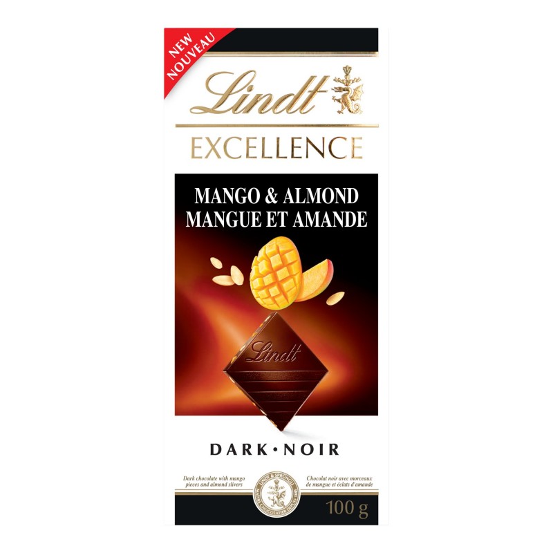 Lindt EXCELLENCE Dark Chocolate Bar - Mango and Almond - 100g