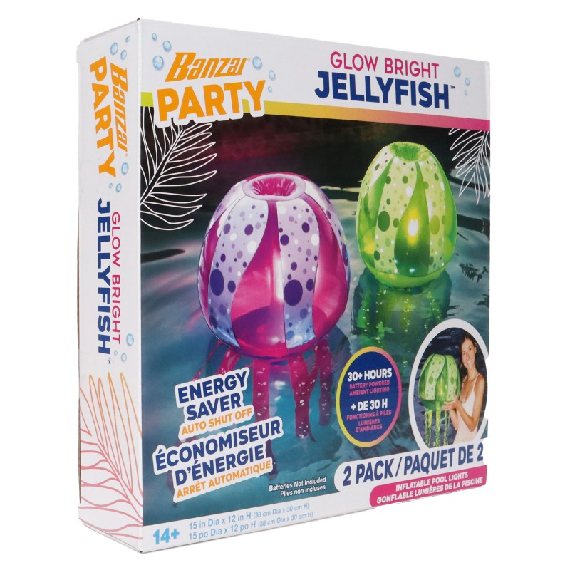 Banzai Party Glow Bright Jellyfish Pool Lights - 2 pack