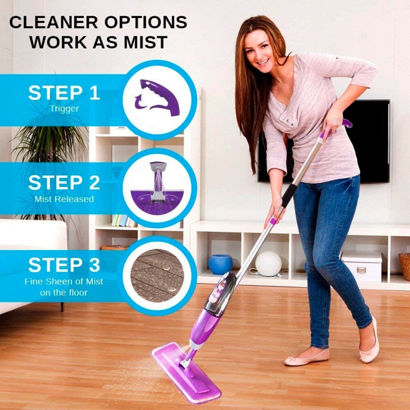 Vorfreude Floor Spray Mop with Washable Pads - Purple - Q2-2BB3-GQSW