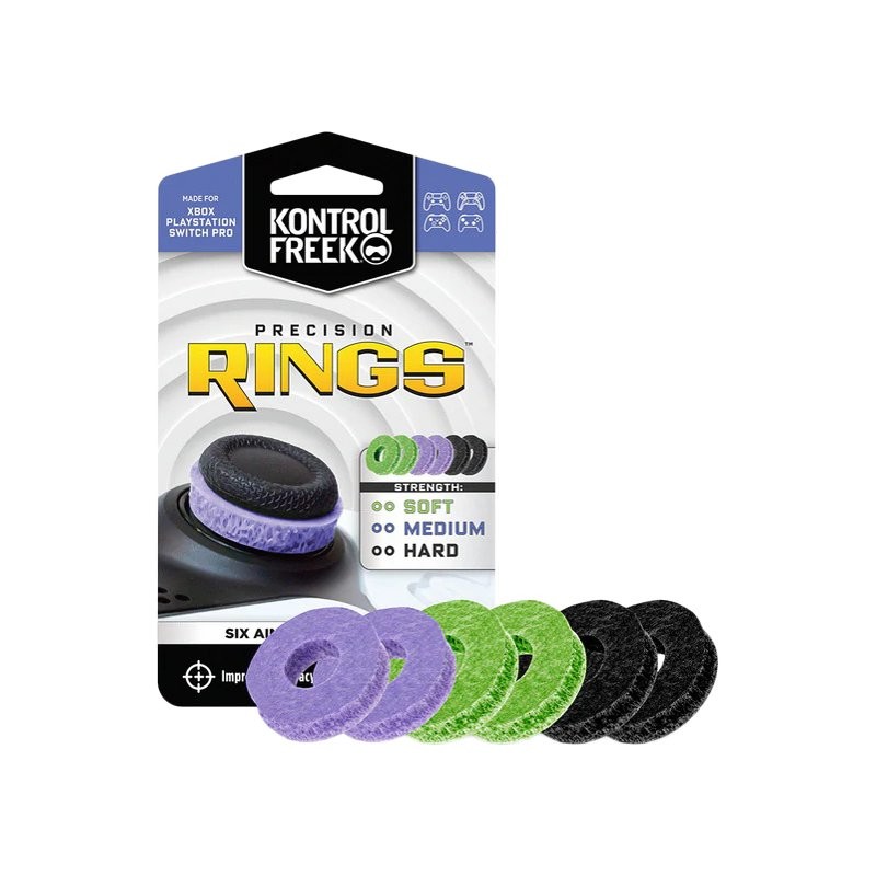 KontrolFreek Precision Rings Stick Strength Tuning Ring Kit for Game Controller - Black, Purple, Green