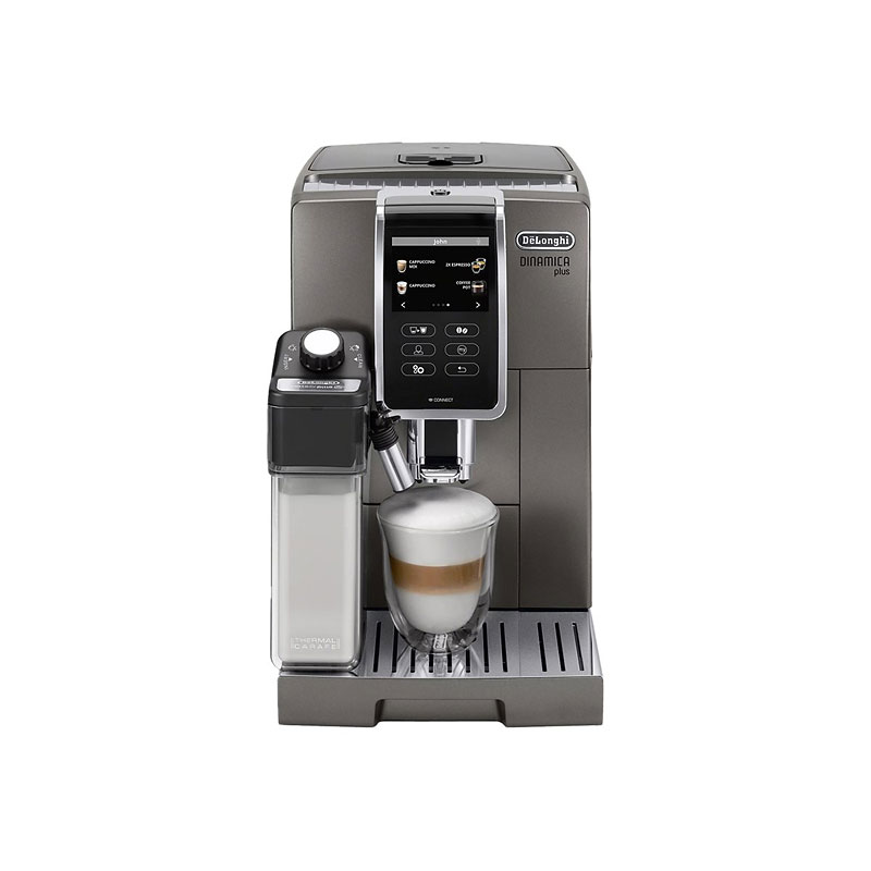 De Longhi Dinamica Plus Fully Automatic Smart Espresso Machine with Cappuccino Titanium