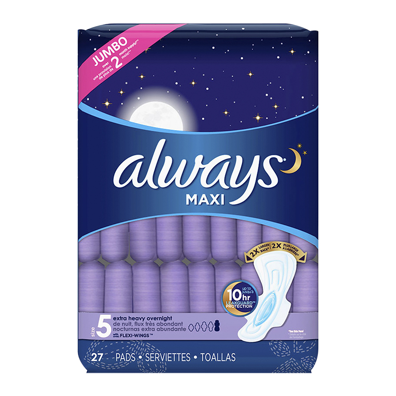 Save on Always Maxi Pads Overnight Extra Heavy Flow with Flexi-Wings Size 5  Order Online Delivery