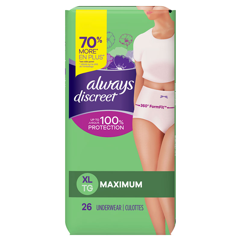 Always Women's Discreet Incontinence Underwear Maximum S/M - 19 ct pkg