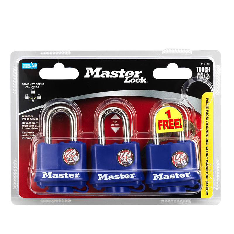 Master Lock Weather Proof Steel Cover Padlock - 3 pack