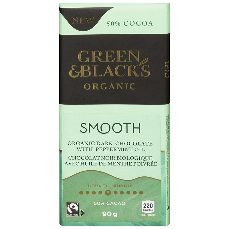 Green & Black's Organic Smooth Mint 50% Dark Chocolate Bar - 90g