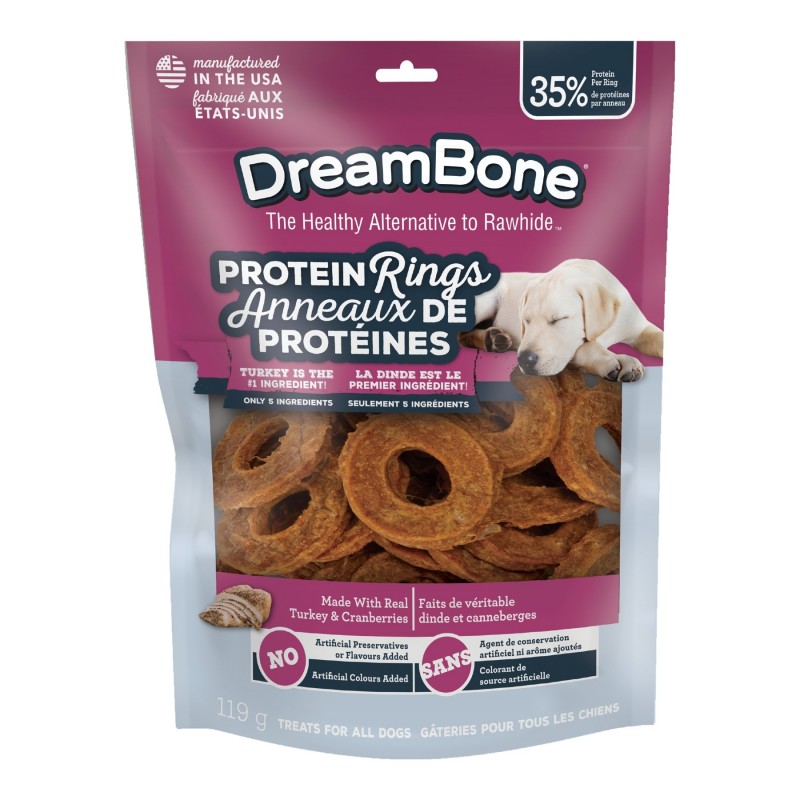 DreamBone Protein Rings Dog Treats Turkey & Cranberry - 119g