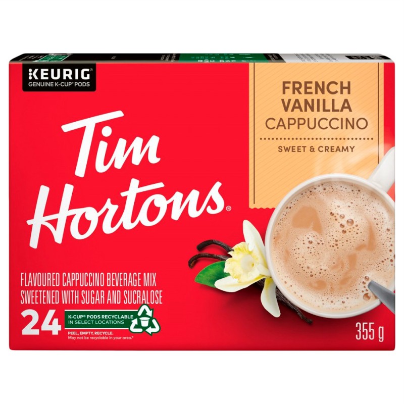 Tim Hortons Instant Cappuccino French Vanilla Powder Coffee - 24pack