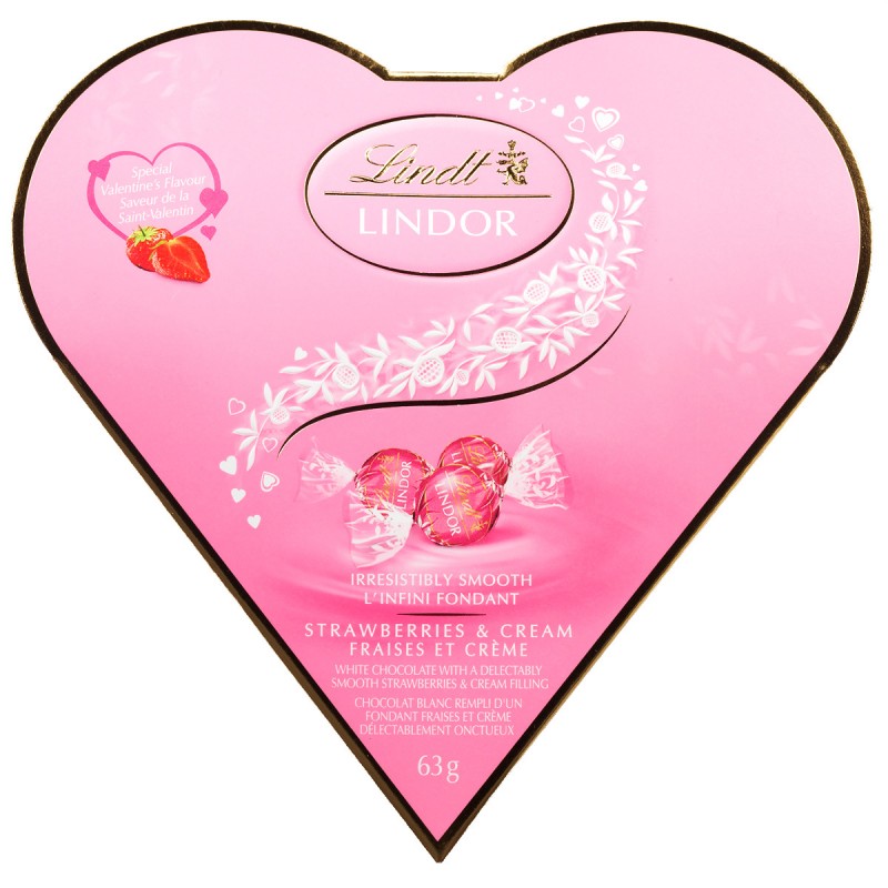 Lindt LINDOR Friendship Heart Strawberries and Cream White Chocolate Truffles - 60g